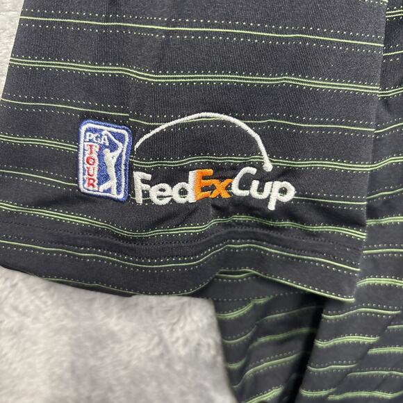 Under Armour Heatgear Polo Shirt Mens SM Greenbrier Classic Black Green Striped - Picture 3 of 9